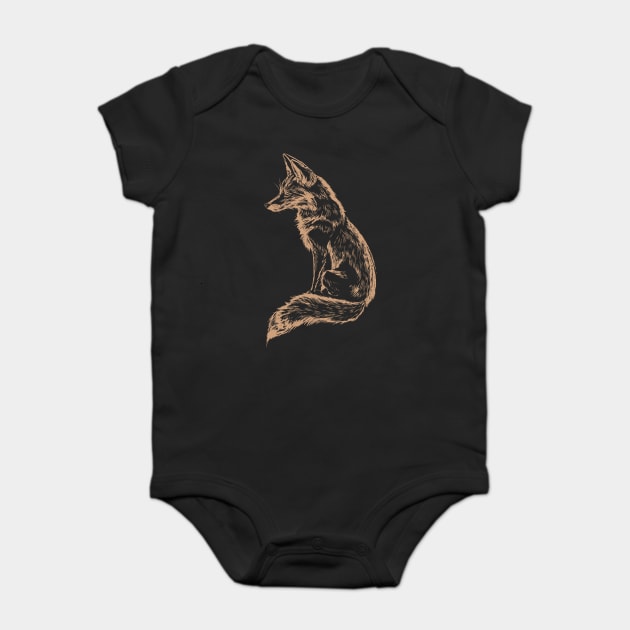 Neo Folk Style Red Forest Fox Baby Bodysuit by TuncGK